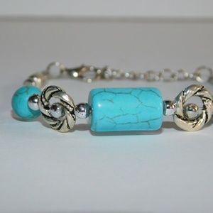 Tibet Silver turquoise beaded bracelet jewelry, Be